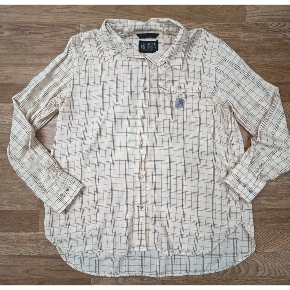 Carhartt Lightweight Women's Loose Fit Large (12-14) Button Up Shirt w/Pockets